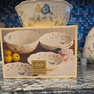 Lenox Butterfly Meadow Dinnerware Set - Cream and Blue